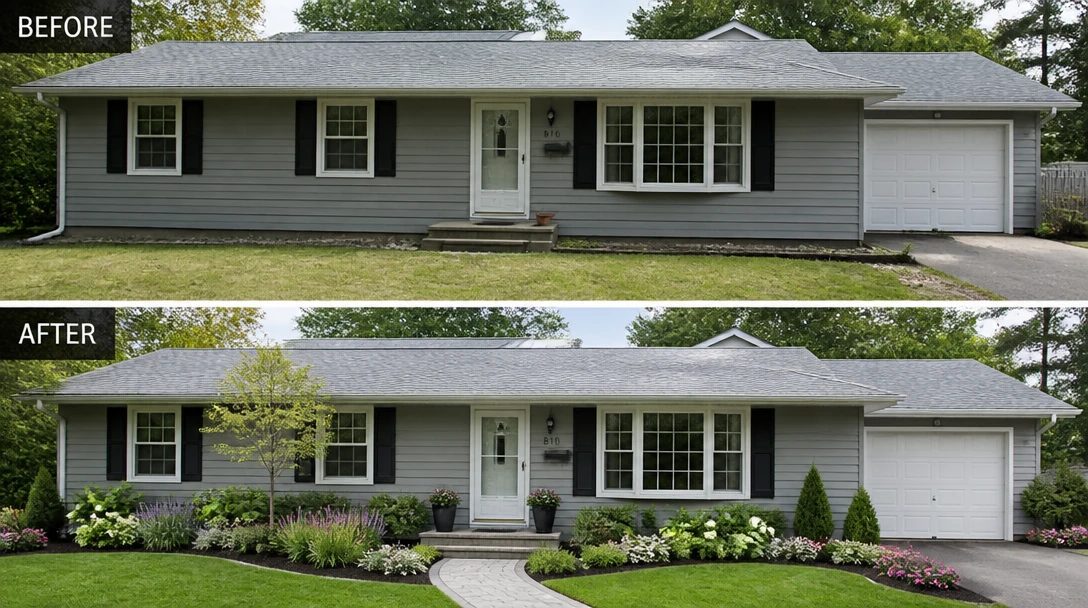 One Shot for Facade Polish, Walk, and Planting