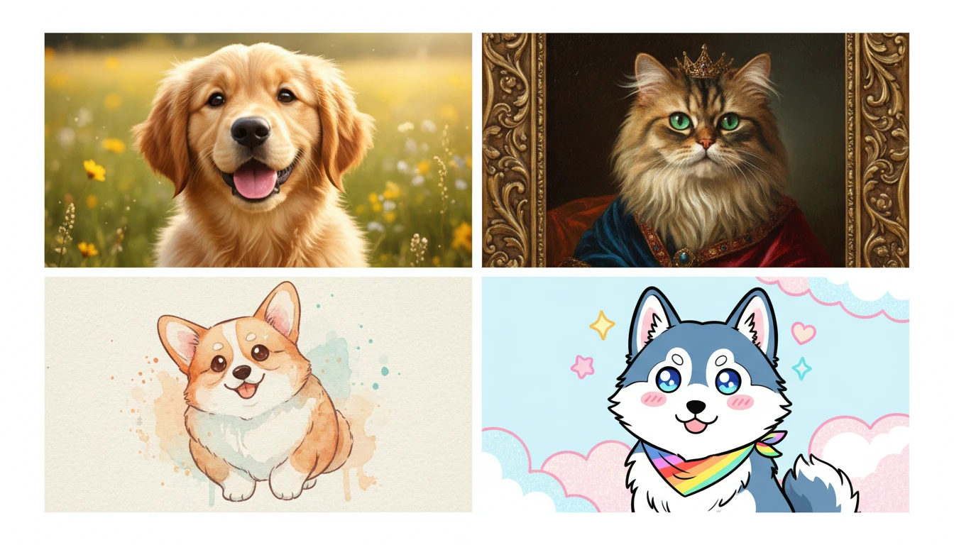 AI Pet Portrait Generator. Turn Your Pet Into Stunning Art.