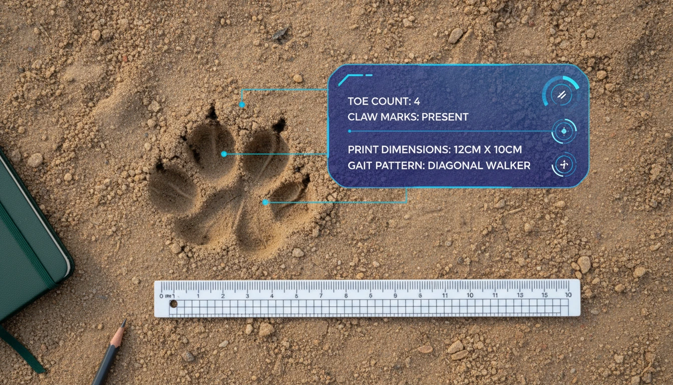 Detailed track measurement analysis showing toe count and gait pattern