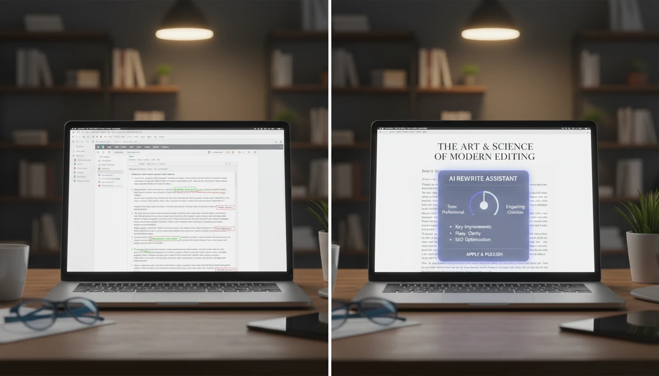 AI article rewriter transforming content into polished, engaging text