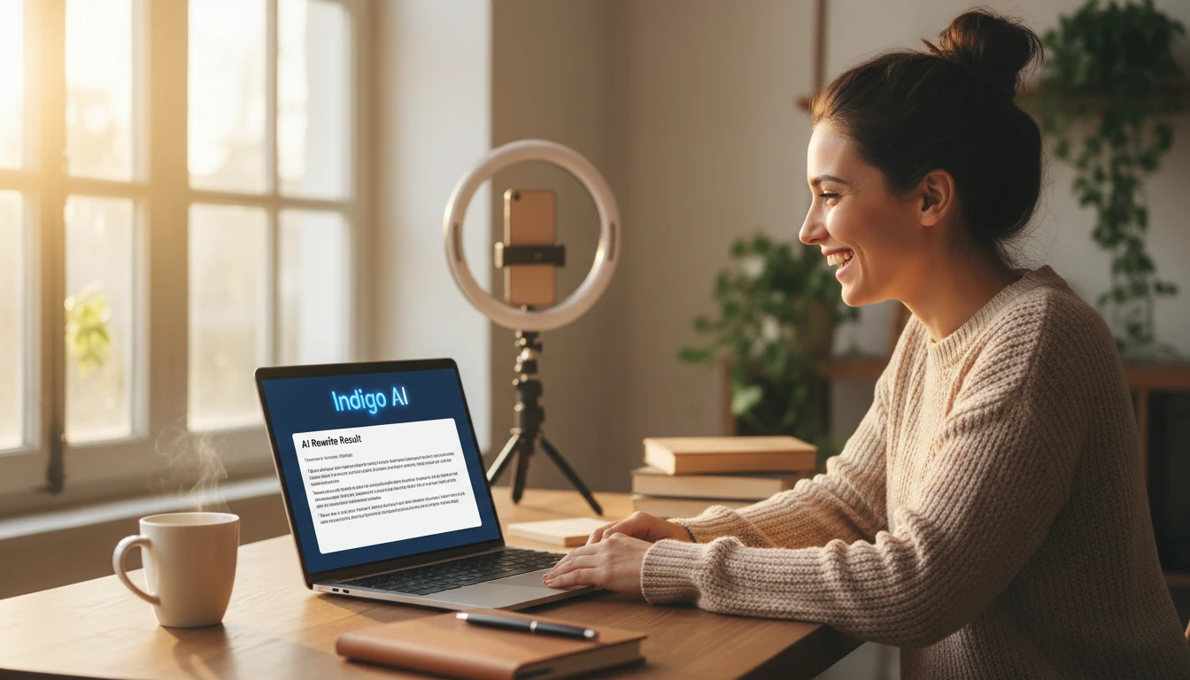 Blogger rewriting content with AI assistance