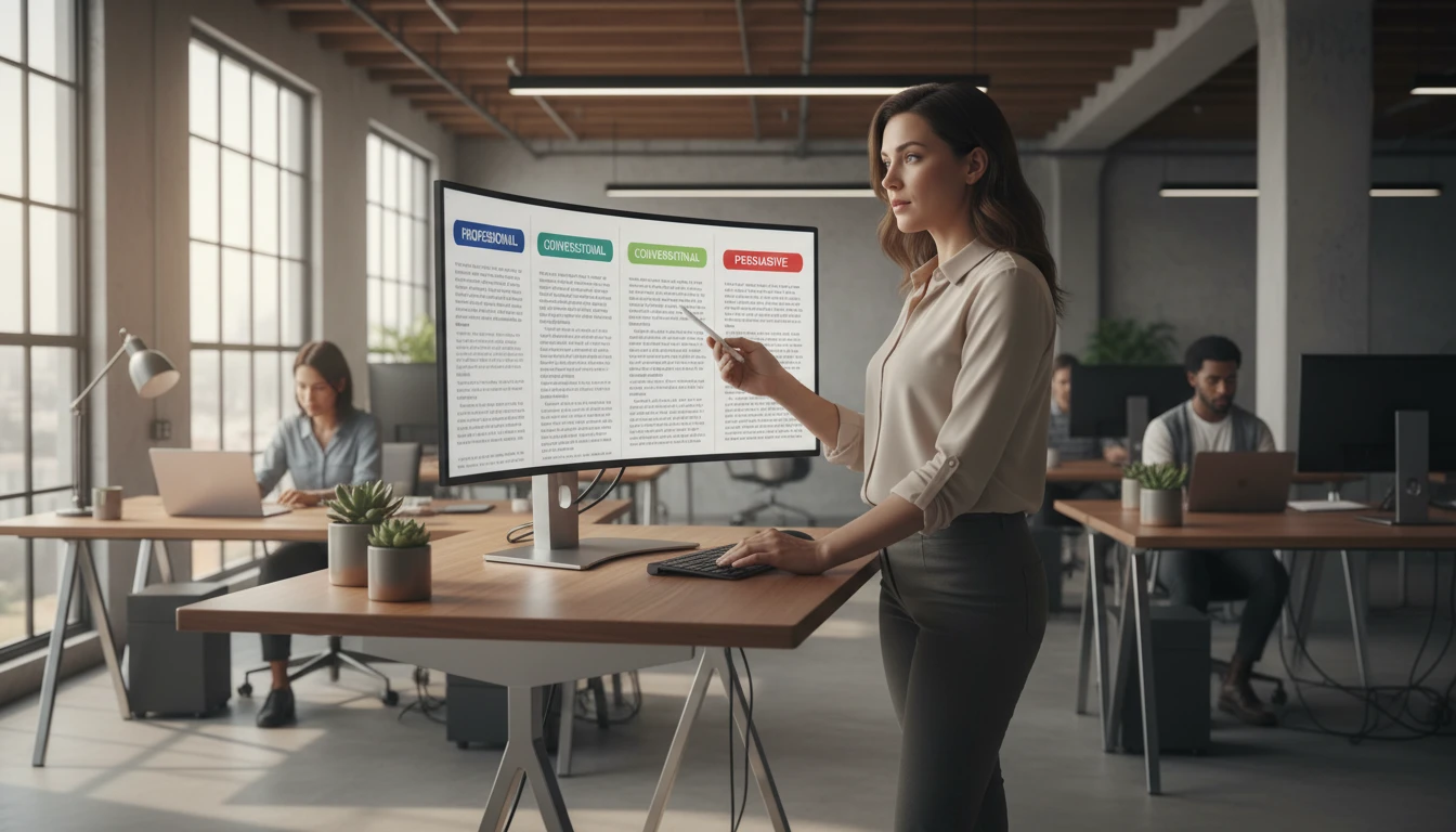 Marketer creating content variations with AI article rewriter