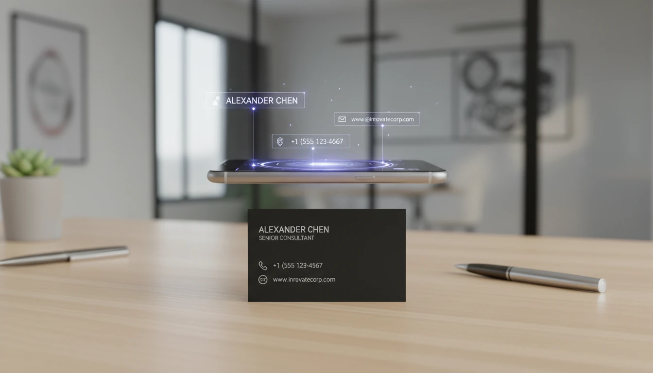 AI scanning a business card and extracting contact information