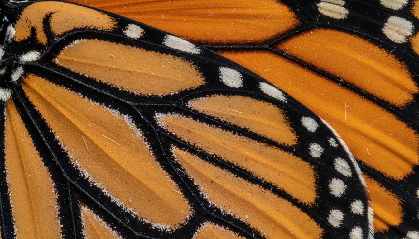 Detailed close-up of butterfly wing scales showing intricate patterns and coloration