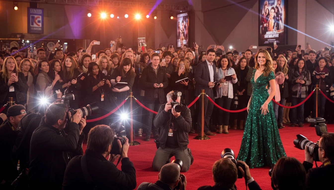 Paparazzi photographing a celebrity at a public event