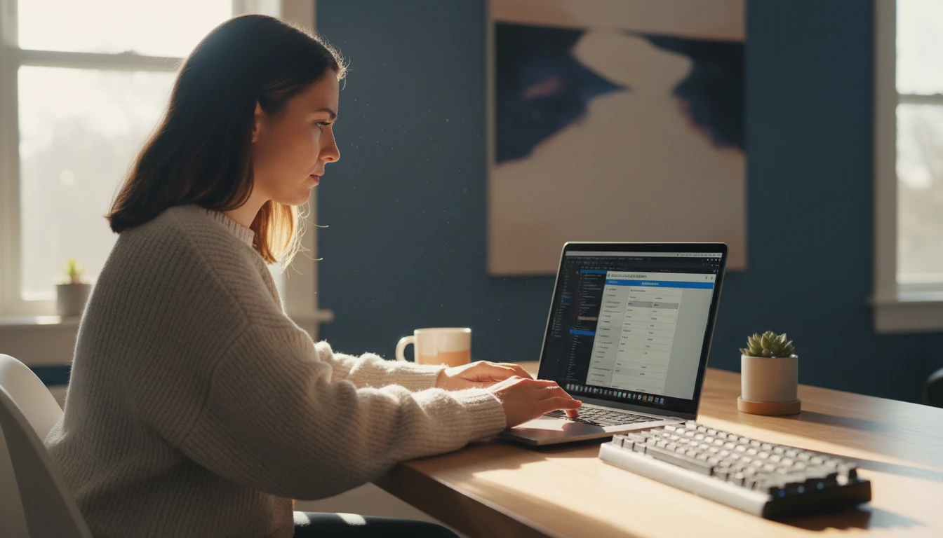 Developer selecting an explanation level on a laptop before analyzing a code snippet