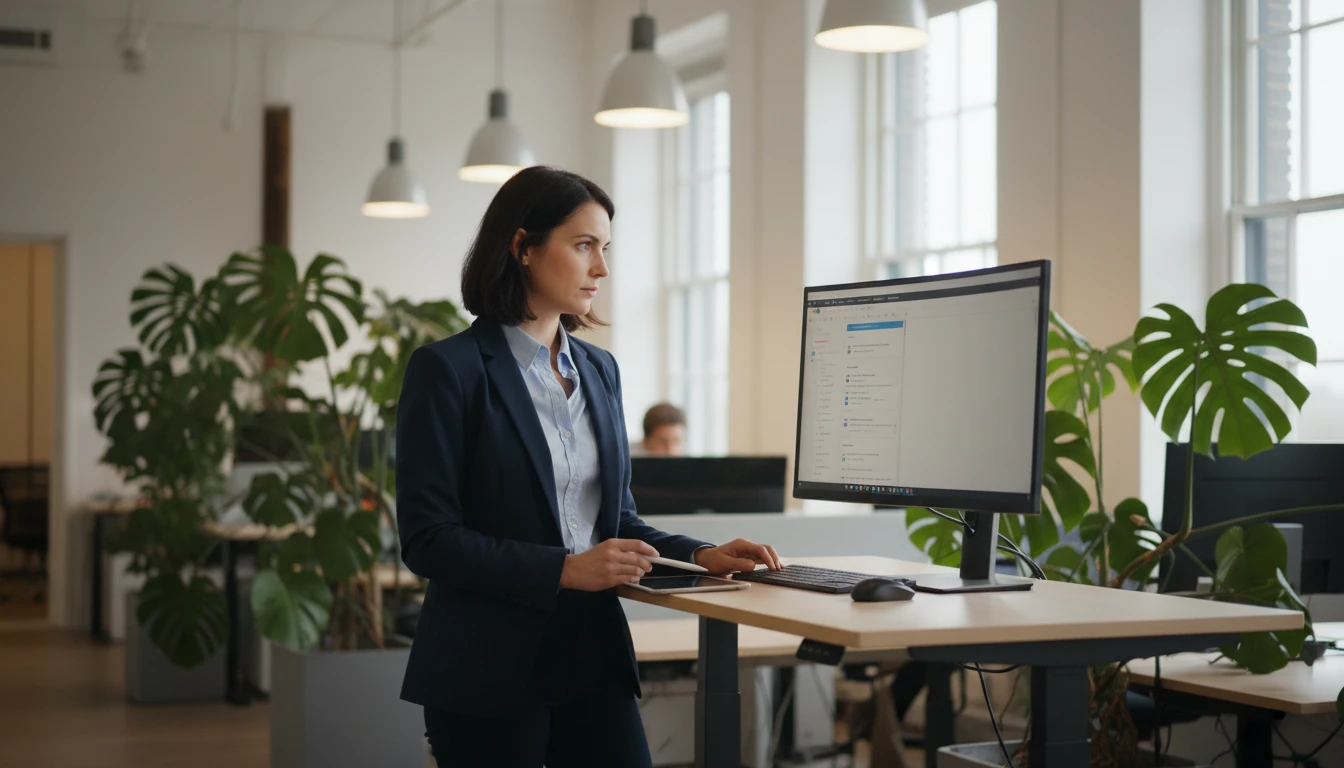 Professional reviewing an incoming email and drafting a reply on a desktop computer