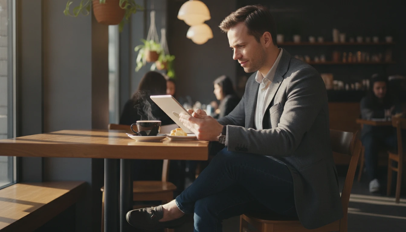 Person selecting email tone and style settings on a tablet