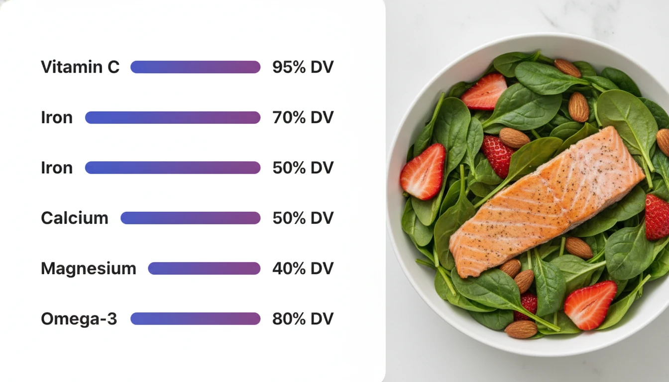 Vitamin and mineral breakdown chart for a nutrient-rich meal