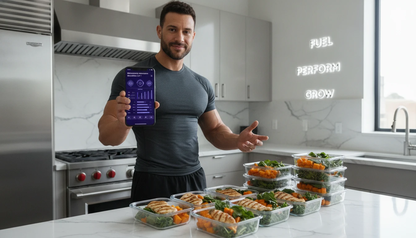 Athlete reviewing vitamin and mineral data for their meal prep