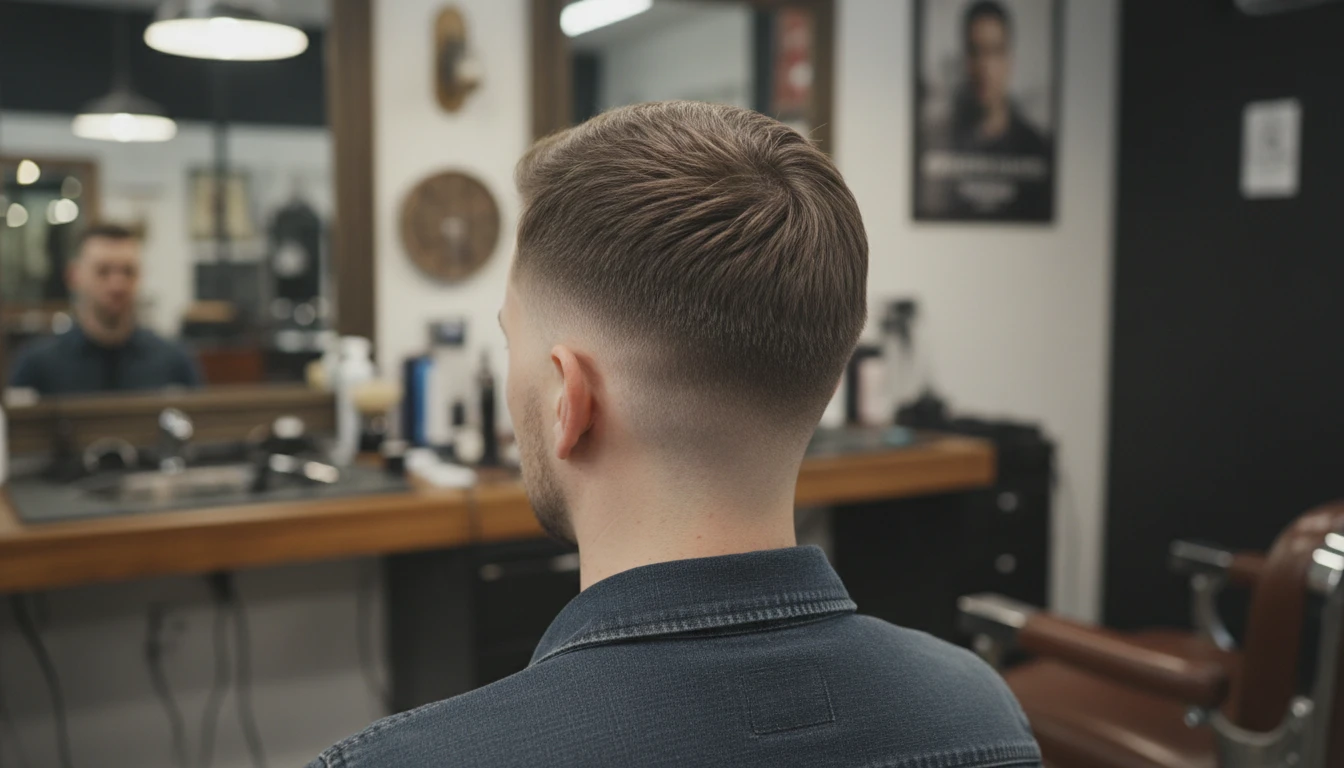 Back view of a tapered haircut showing the clean neckline and length graduation