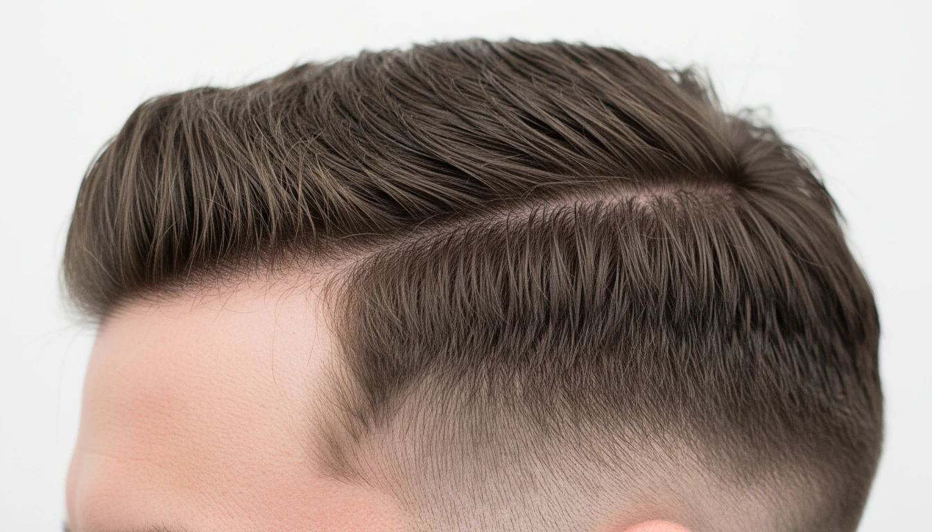 Close-up of a mid fade haircut showing the blended graduation and clipper work detail