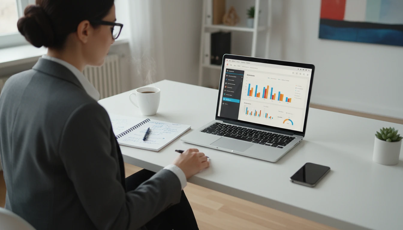 Email marketer reviewing subject line options for a campaign on a laptop