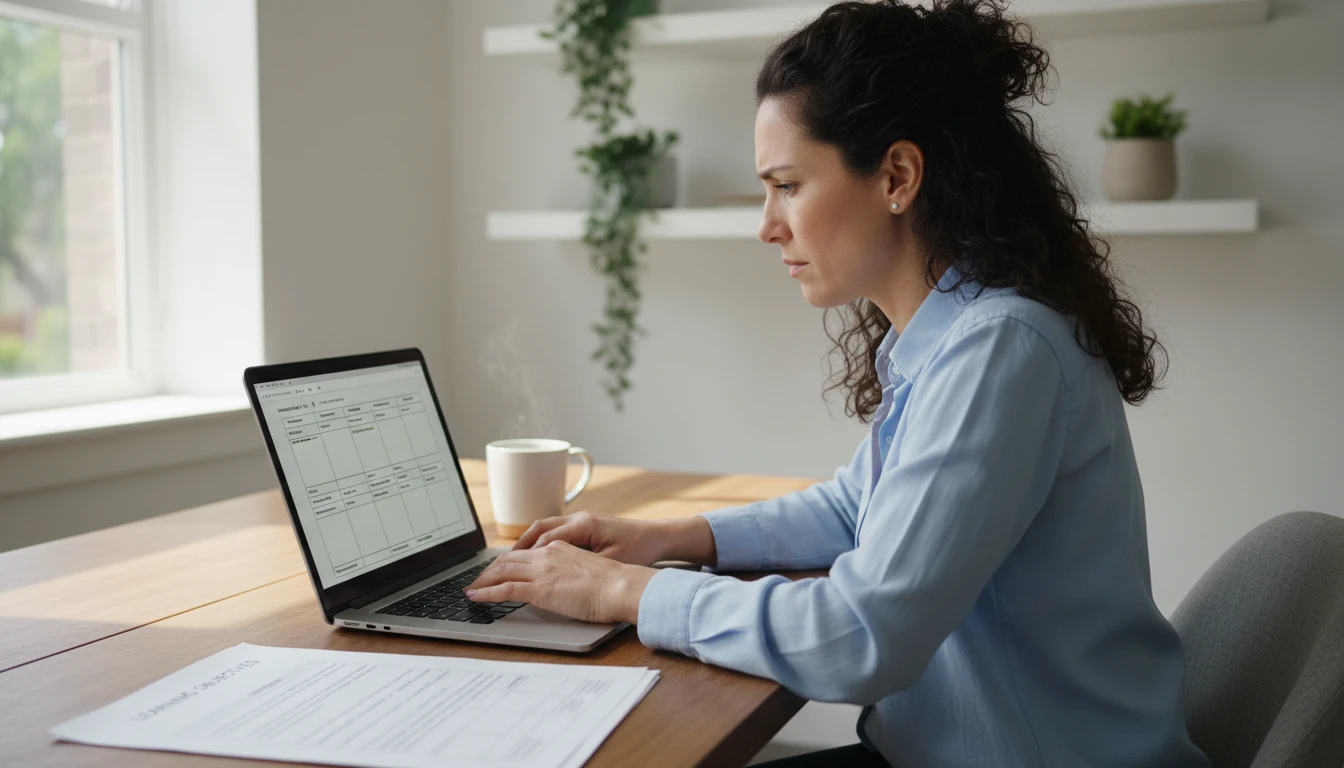 Educator at a desk generating a course curriculum outline on a laptop for an online learning platform