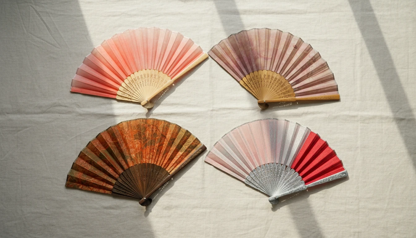 Four seasonal color fans for spring, summer, autumn, and winter