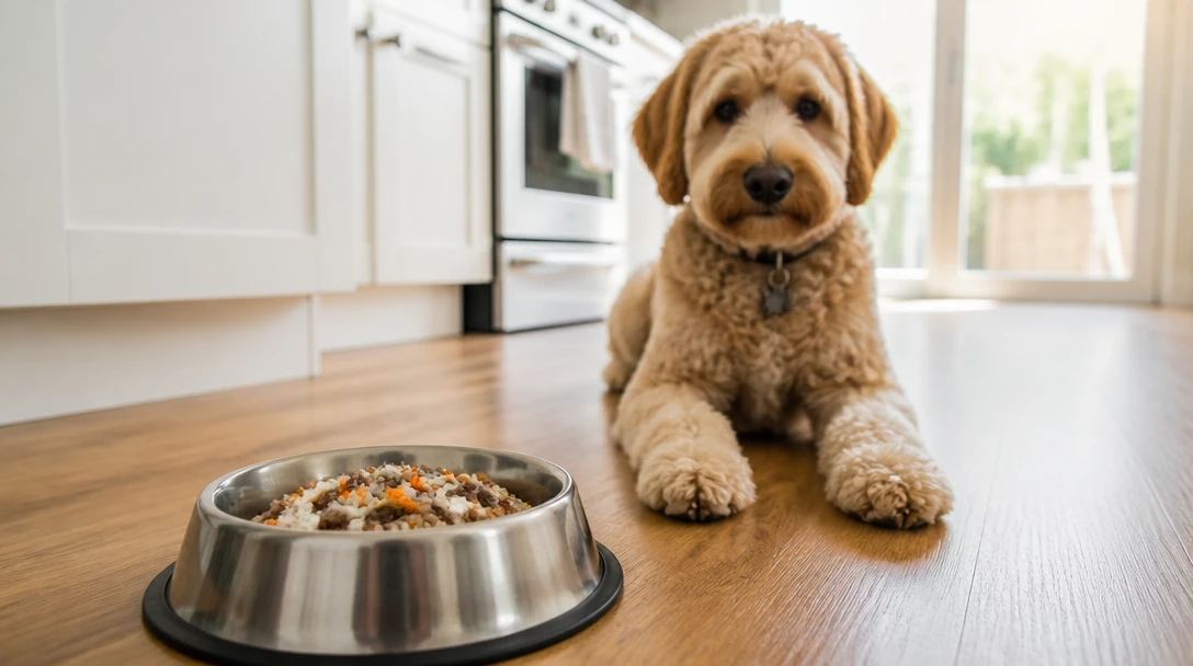 Home-cooked food in a pet bowl