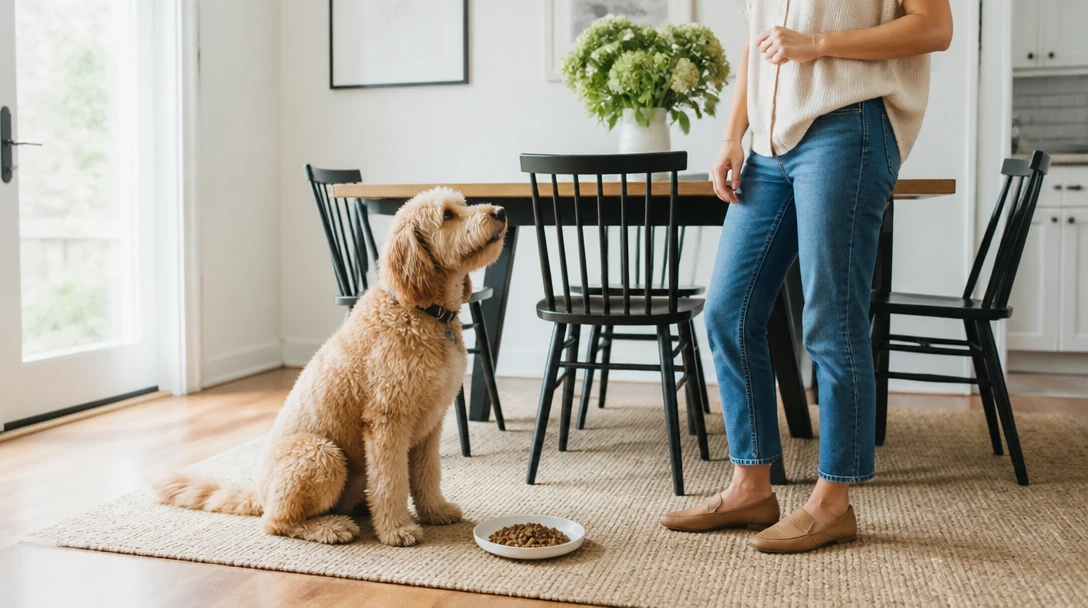 Pet near a dinner plate