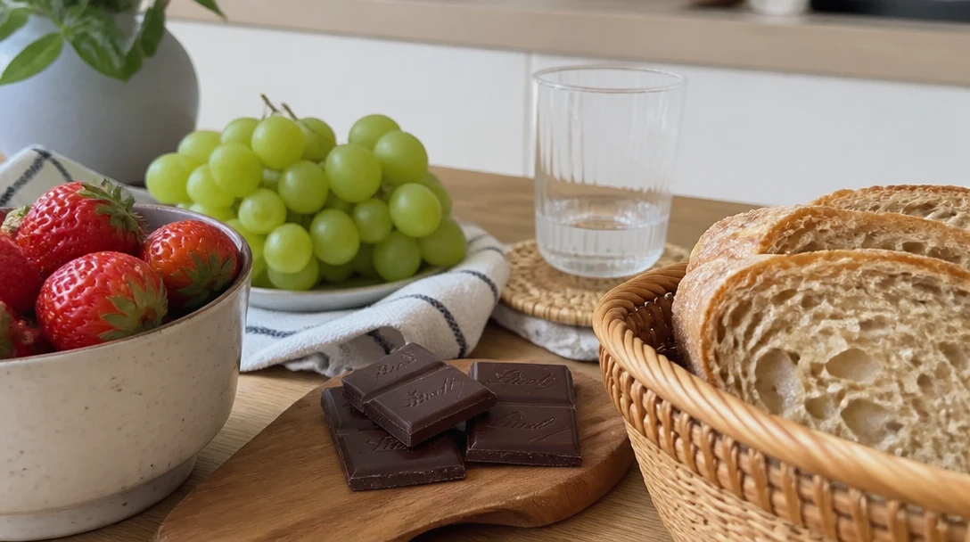 Close photo of everyday human snacks on a table