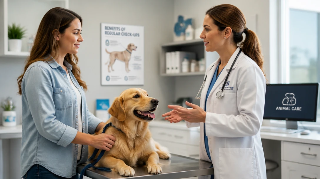Dog at a veterinary clinic during a routine check-up