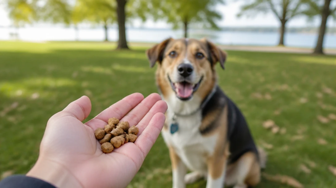 Small training treats in a hand