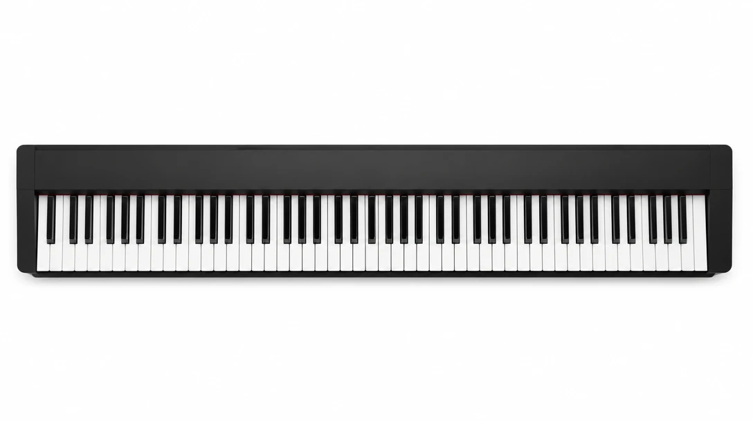 A full 88-key piano keyboard photographed from above