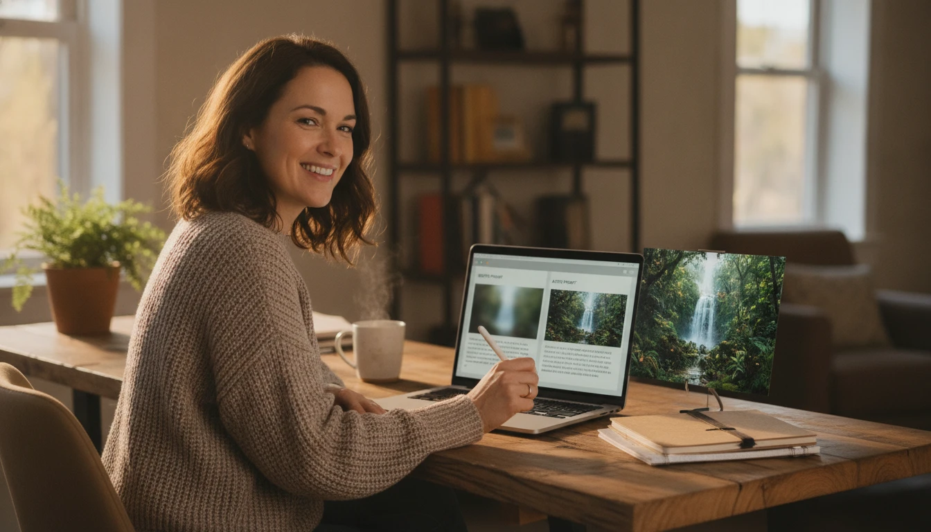 Professional at a desk improving an AI prompt that was producing poor outputs on a laptop