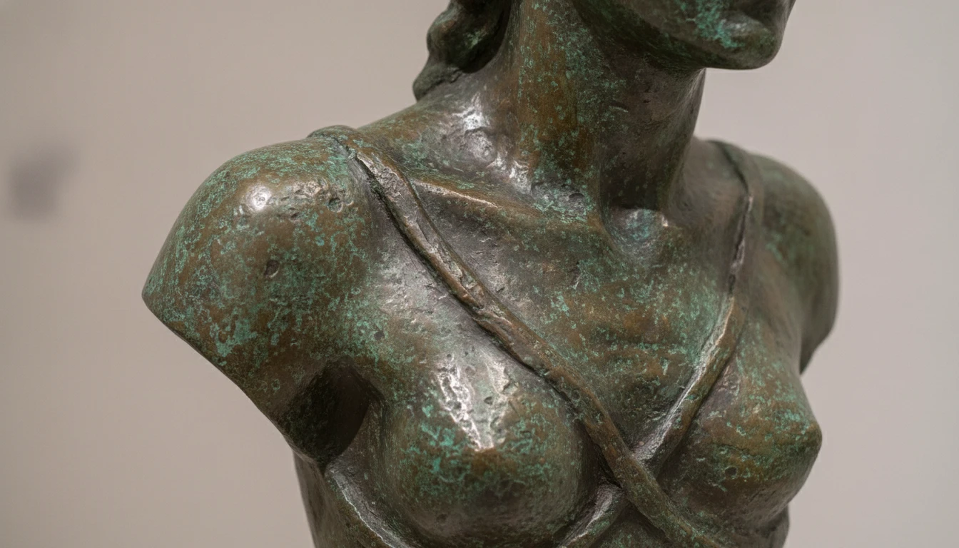 Side by side of a classical marble bust and a fantasy dragon sculpture figurine showing the range of sculptures the tool can analyse