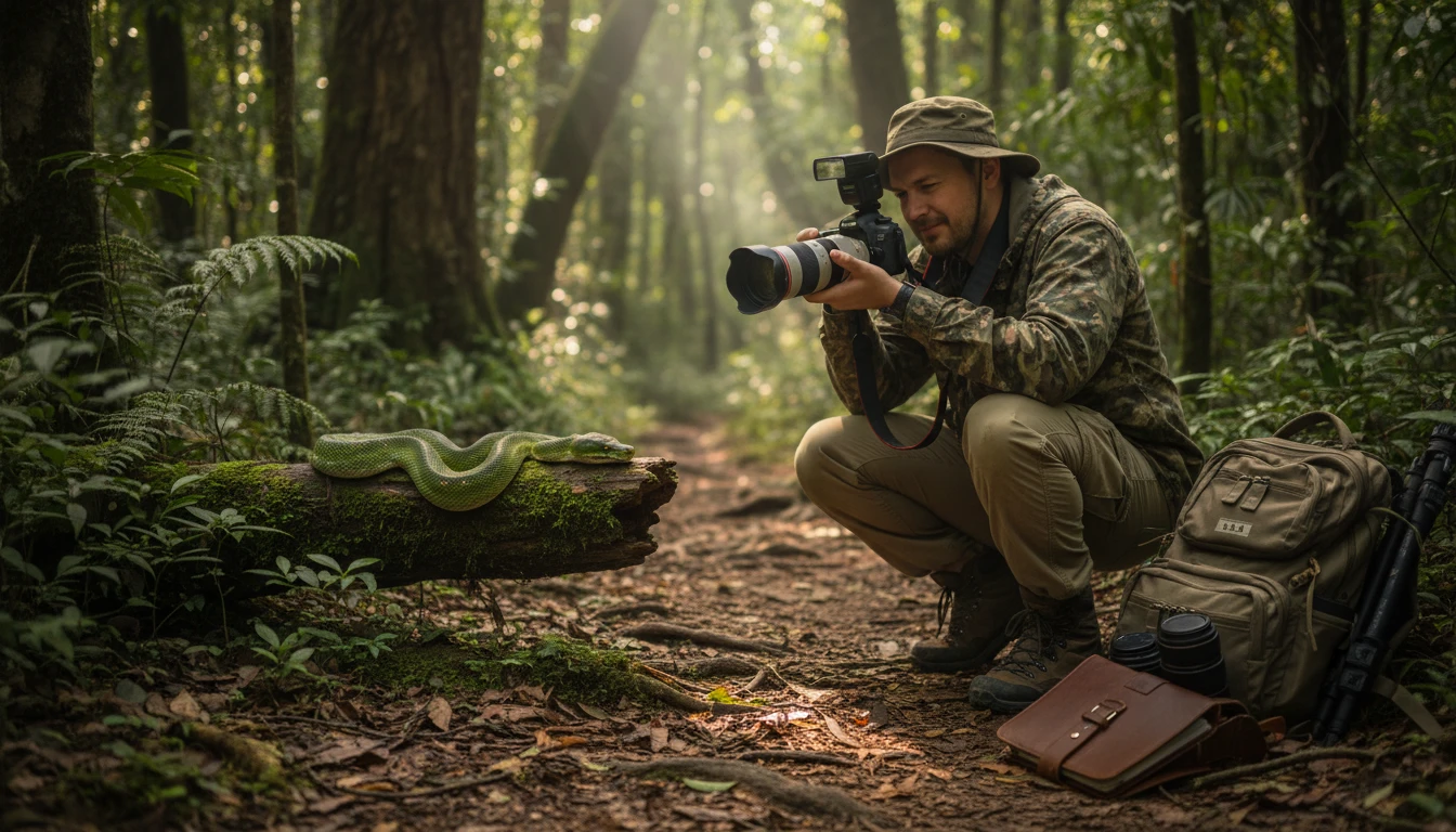 Person reading a detailed snake species profile with physical characteristics and behaviour on a phone screen
