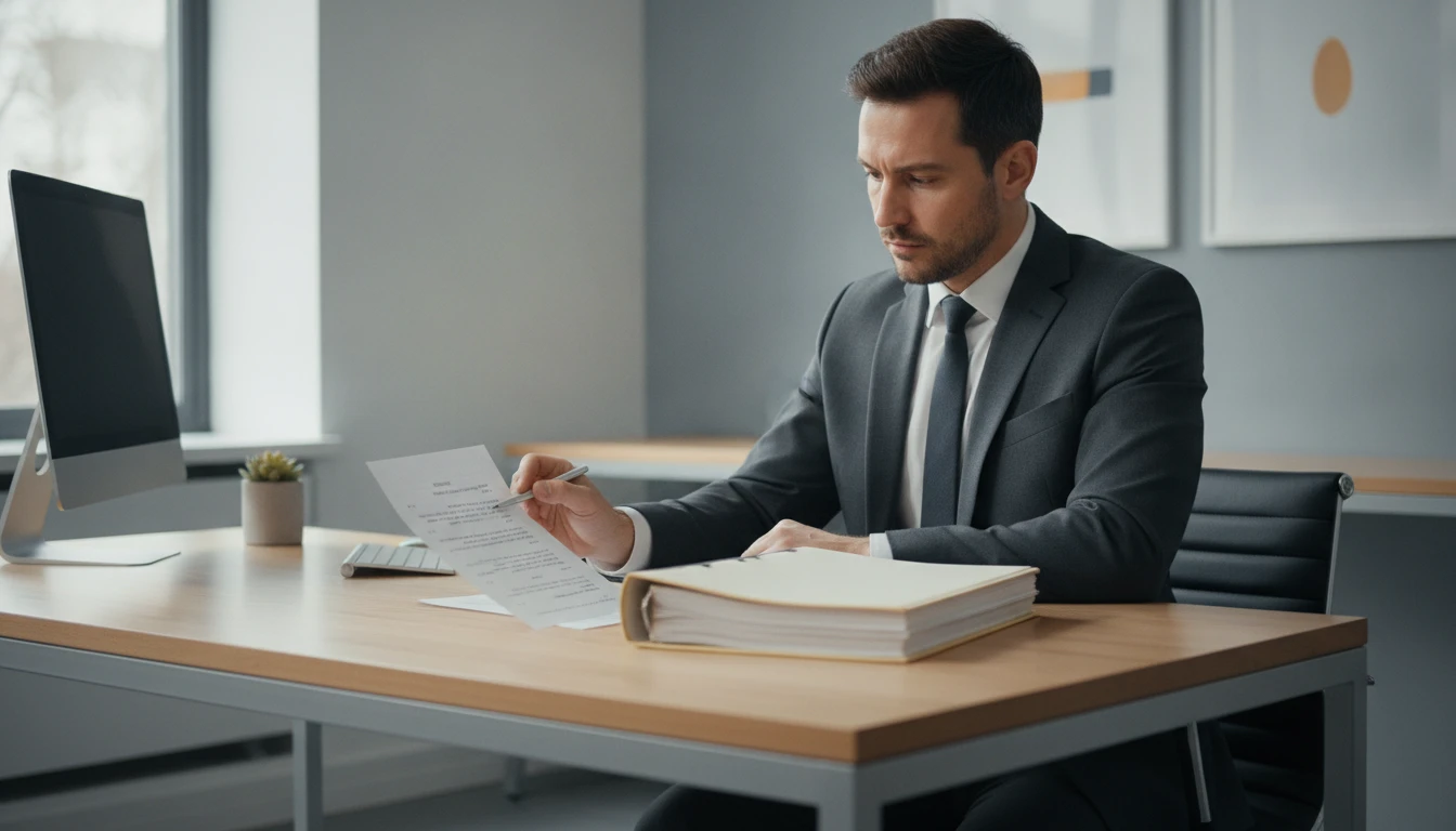 Executive scanning a bullet-point key points list extracted from a lengthy report