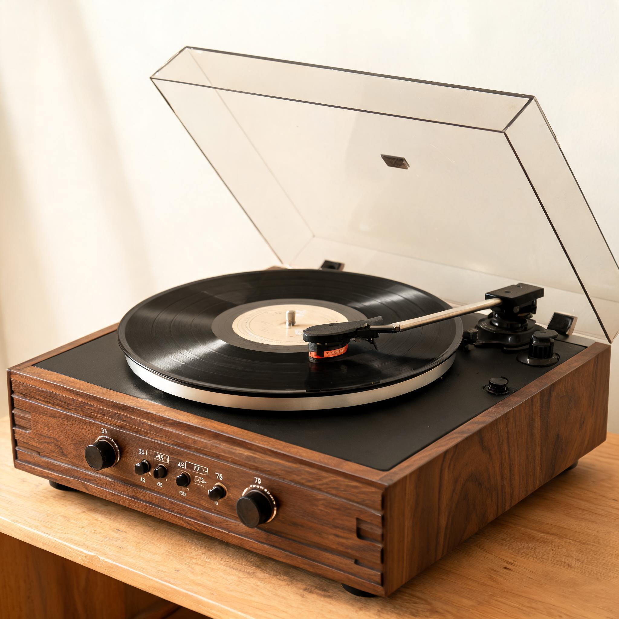 Vintage Walnut Record Player