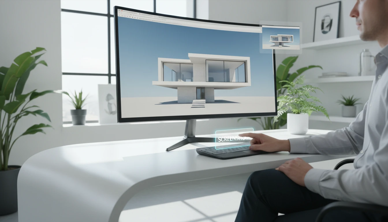 Person taking a screenshot of a 3D model in a browser viewer