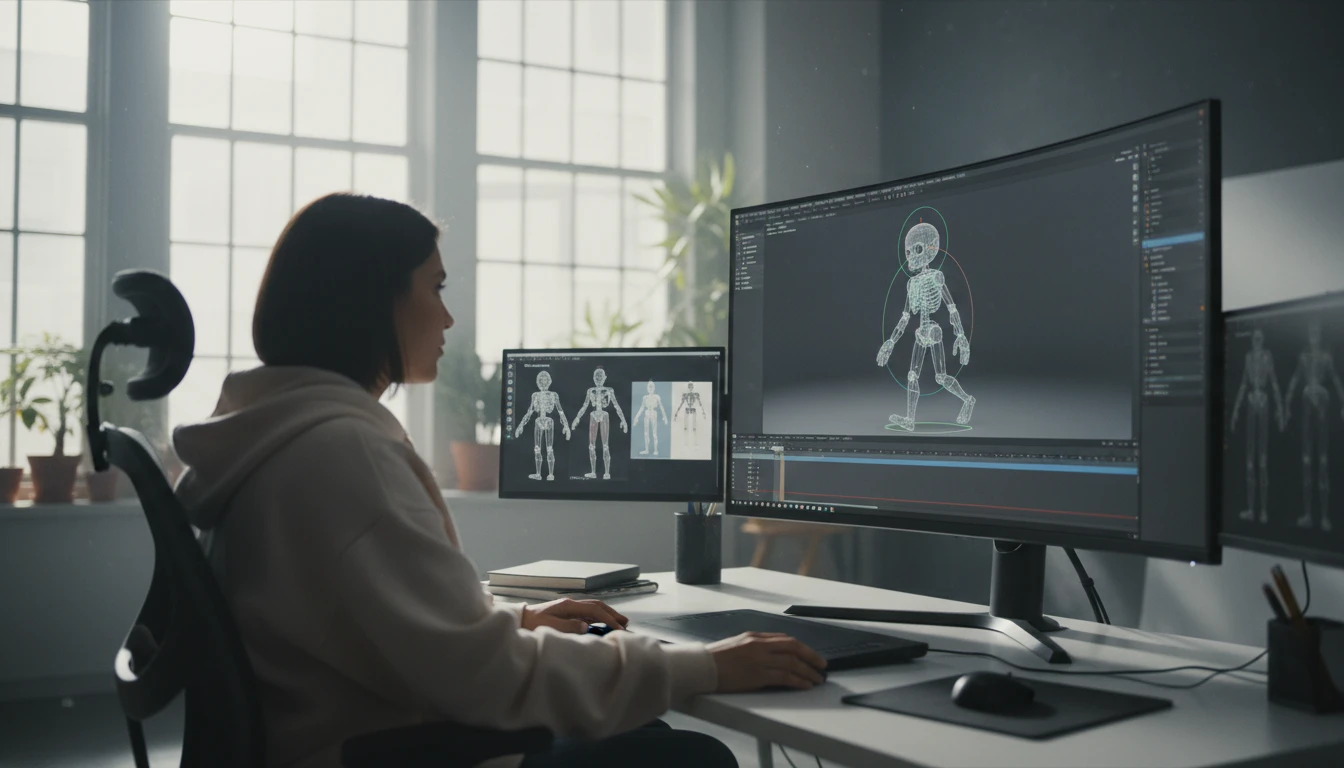 An animated FBX character model playing back in a browser viewer