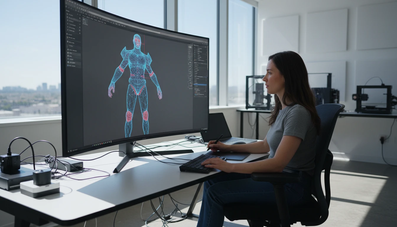 FBX model in wireframe mode in a browser viewer