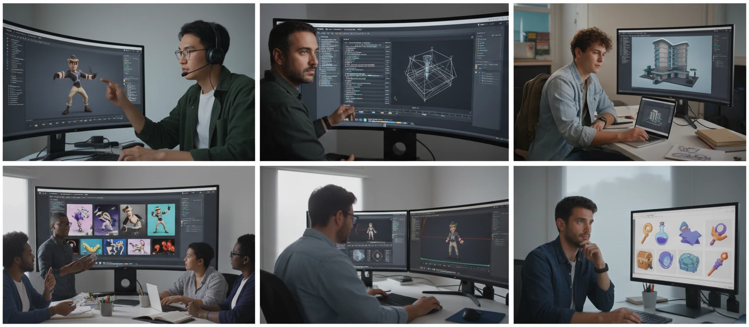 People using an FBX viewer for game development, animation, and design review