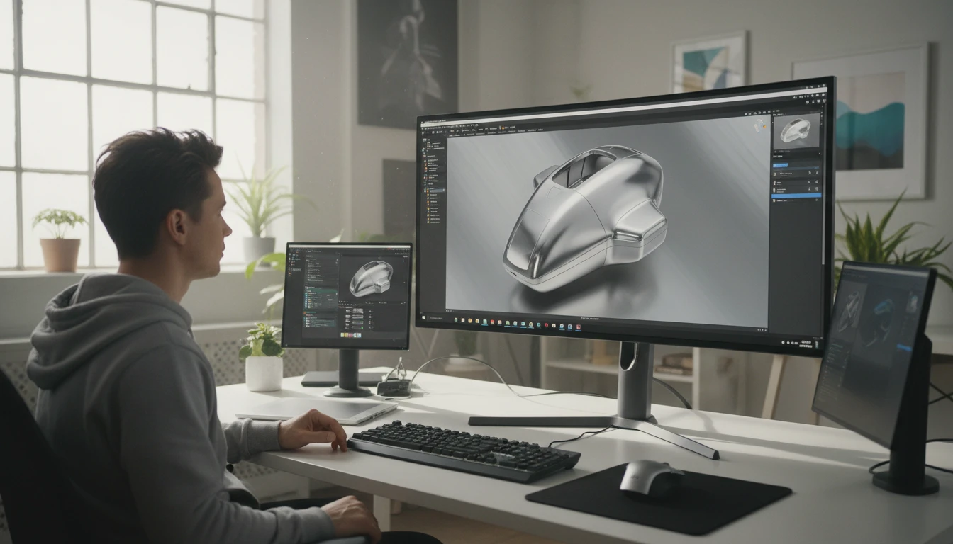 A glTF model with metallic PBR materials shown in a browser viewer