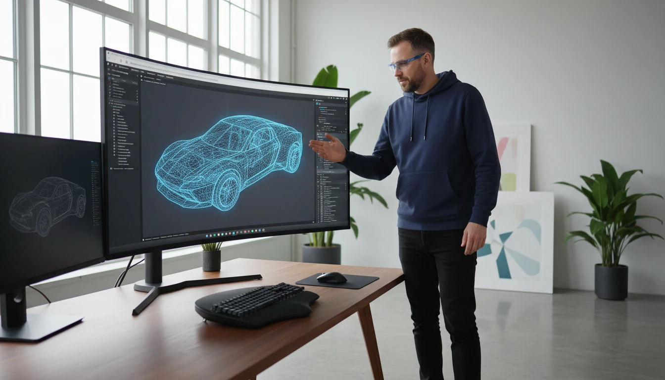 A glTF model in wireframe mode in a browser viewer