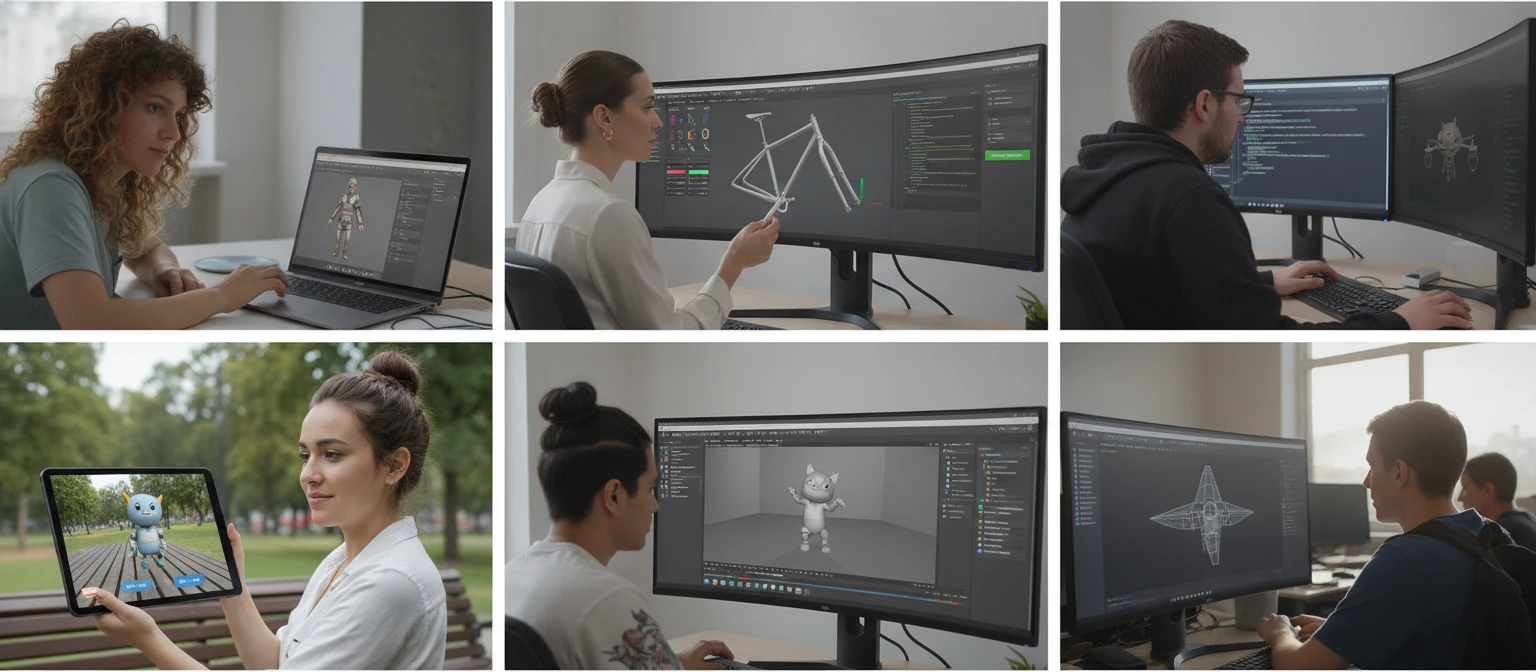 People using a GLTF viewer for game development, web, AR, and design