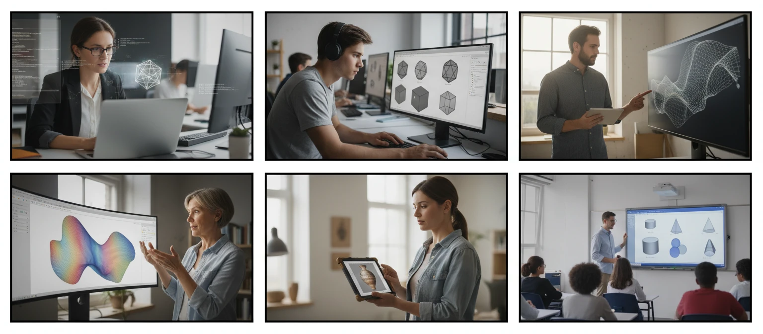 People using an OFF viewer for geometry research, education, and mesh inspection