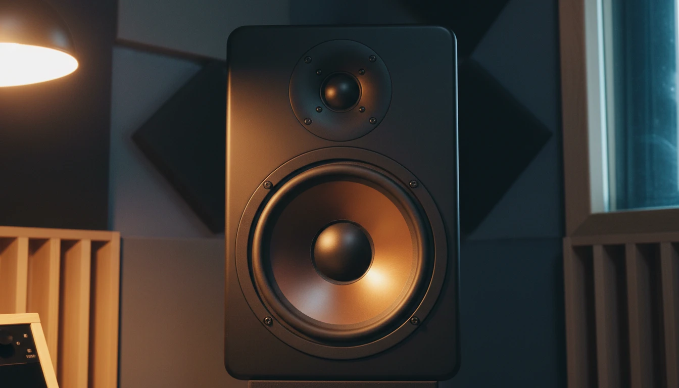Audio waveform displayed on a studio monitor in a recording room