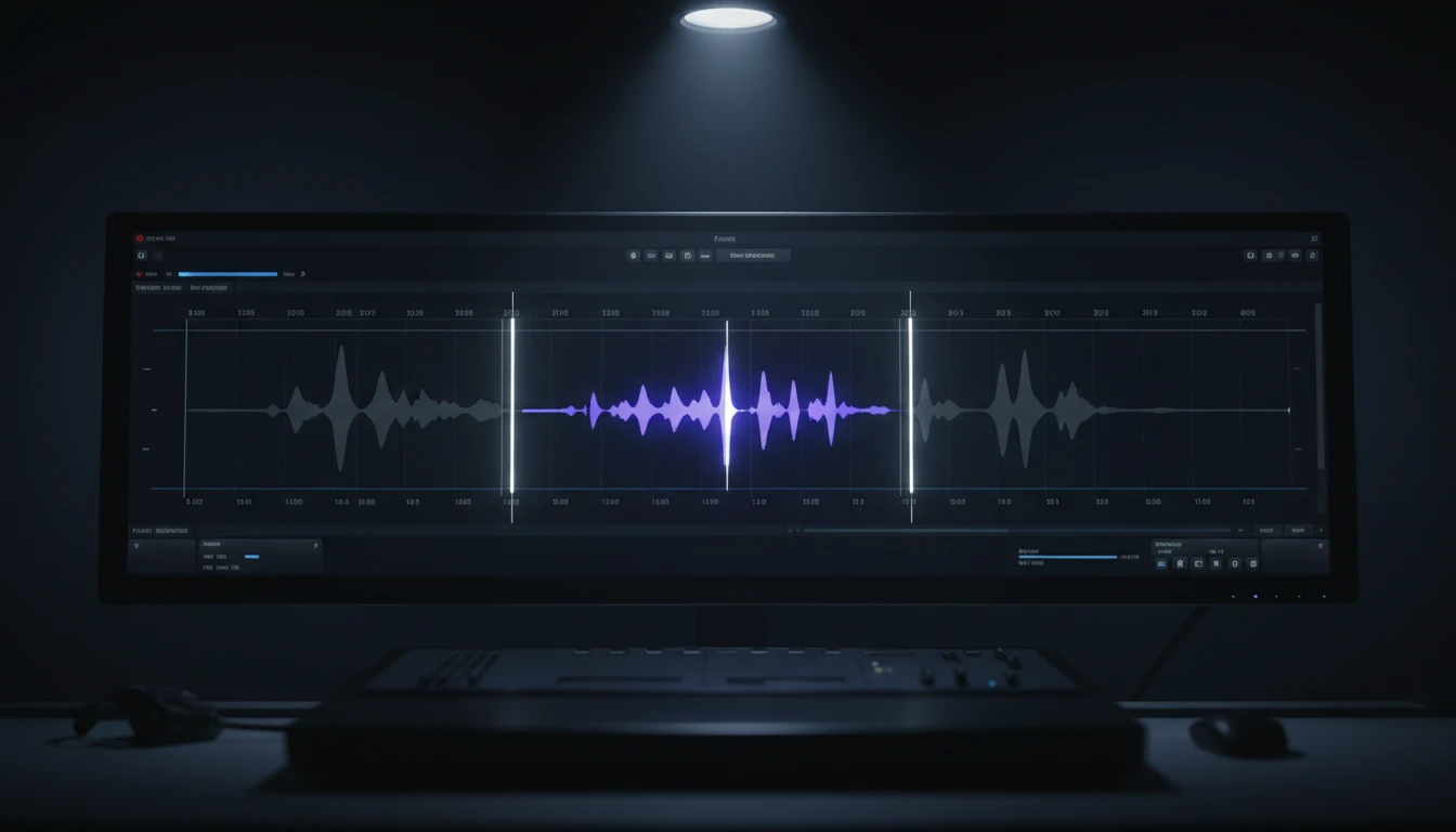 Audio waveform with multiple colored regions highlighted