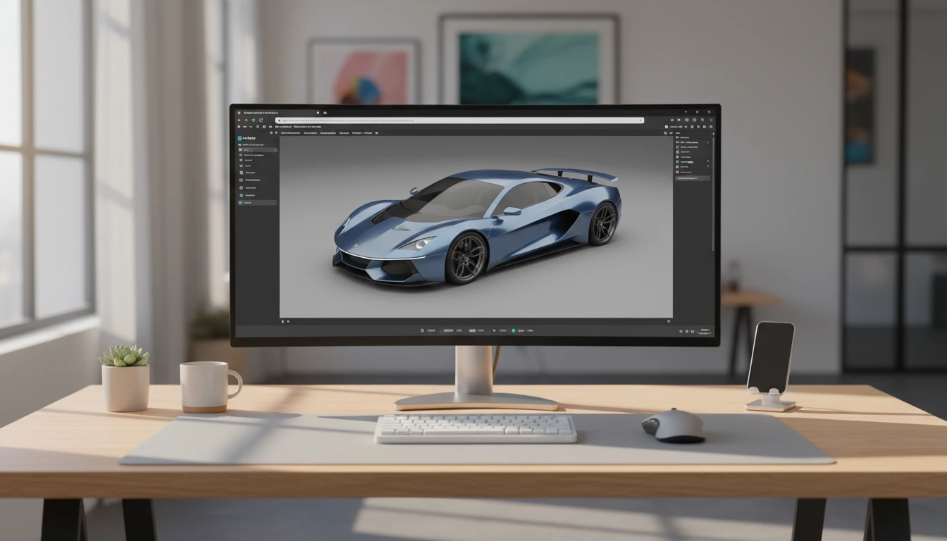 A GLTF model rendering cleanly in a browser-based 3D viewer