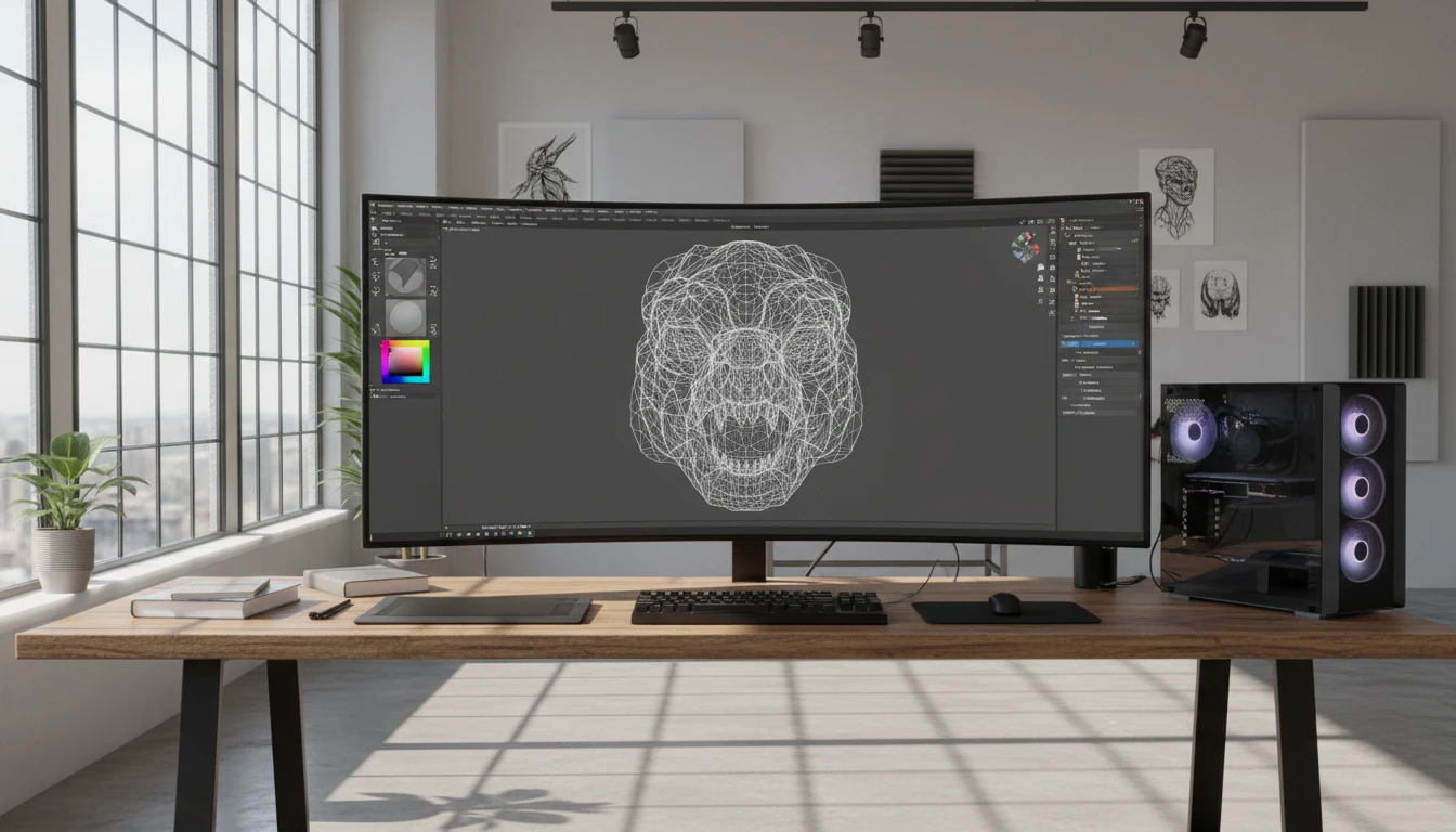 A DAE model converted to OBJ and loaded in ZBrush for sculpting