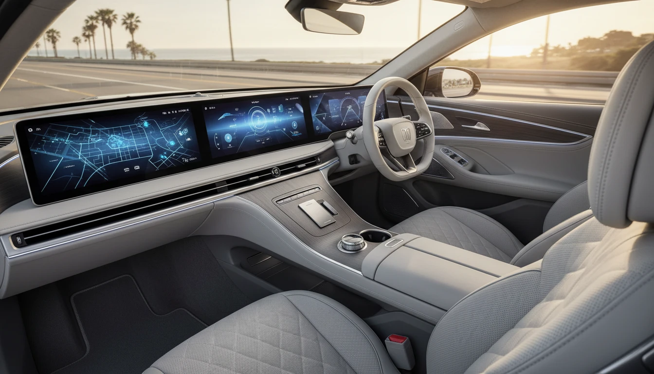 Car interior with a USB drive in the dashboard stereo and music playing