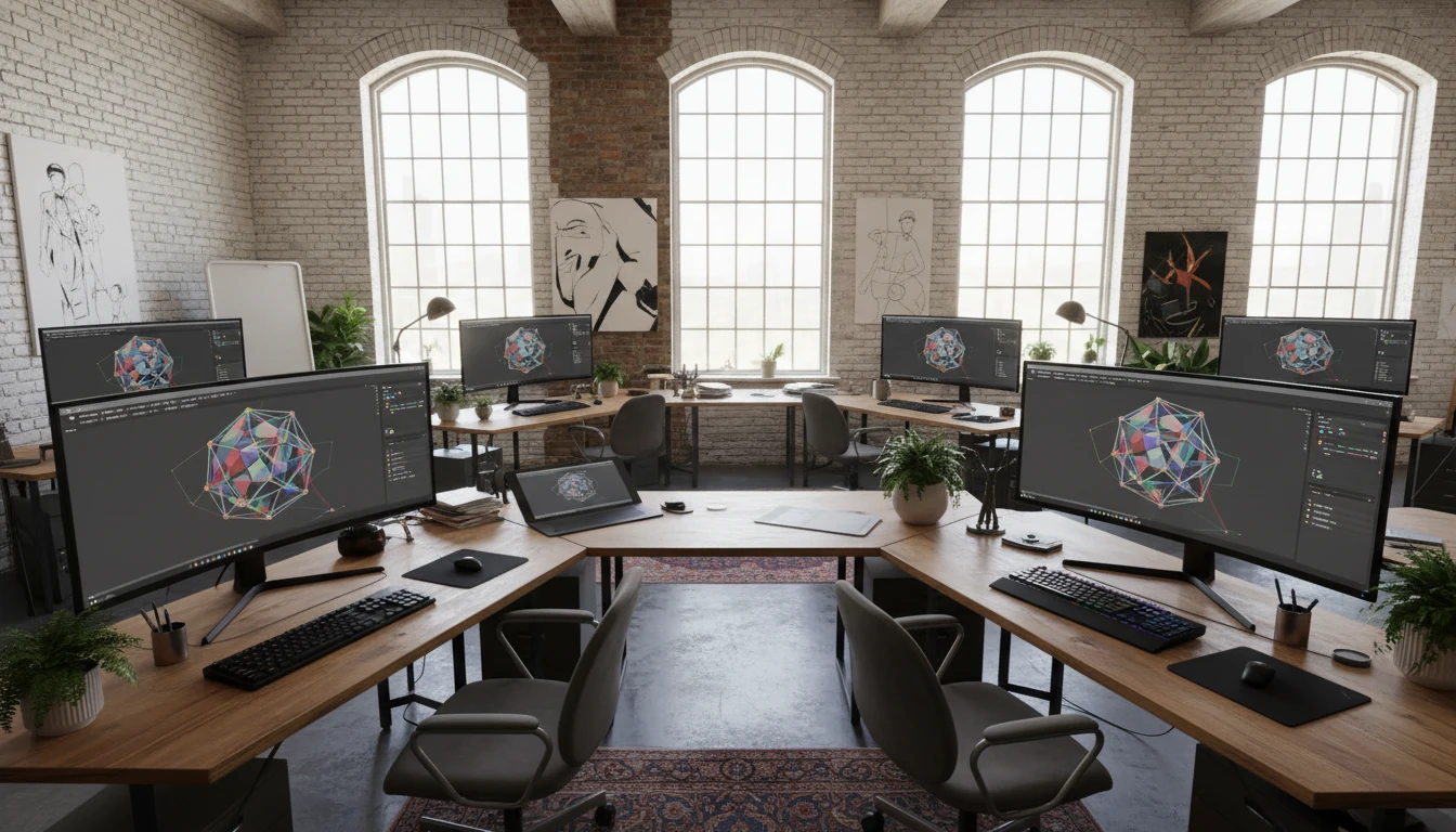 Multiple 3D software applications open with a shared model file