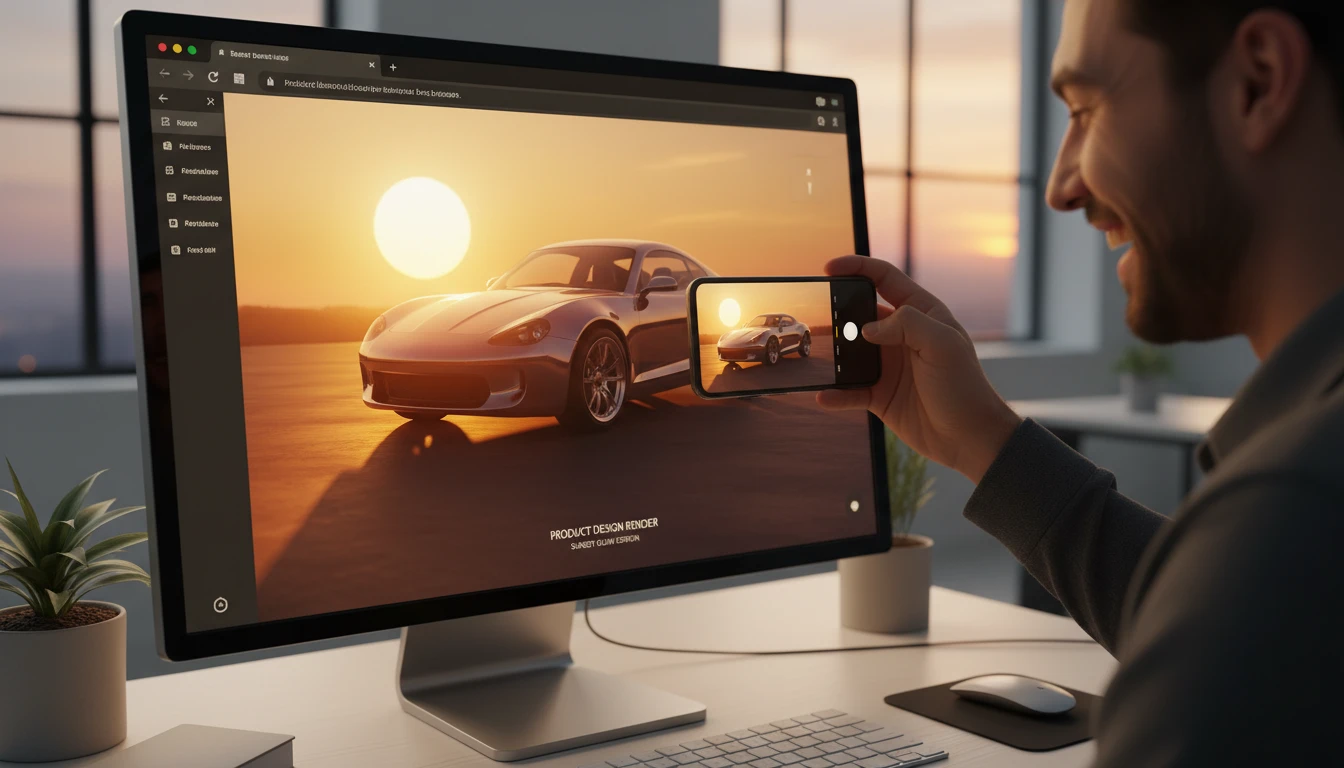 3D model shown under different lighting environments in browser