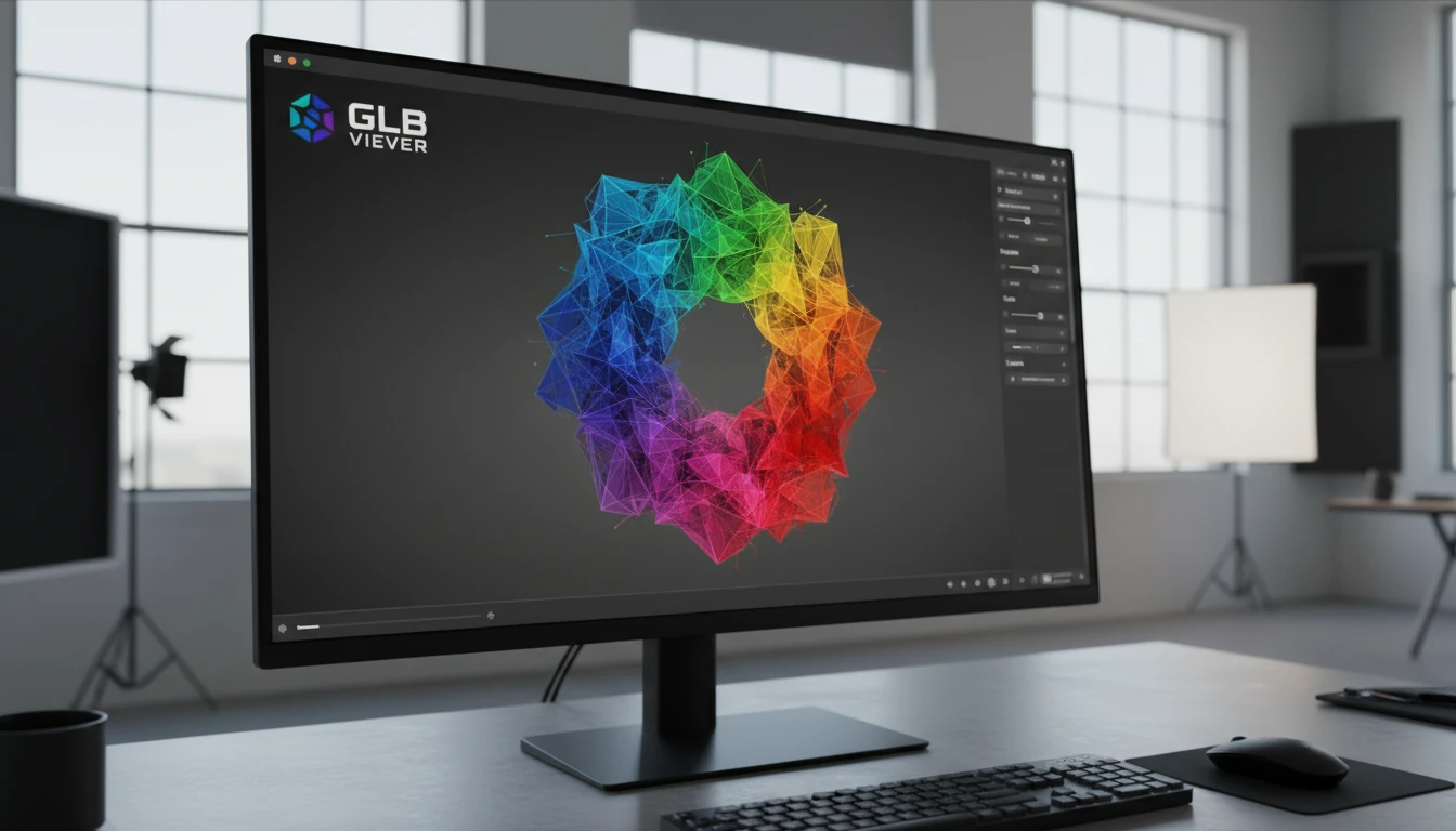 A vertex-colored OFF mesh converted to GLB and rendered with correct colors in a web viewer