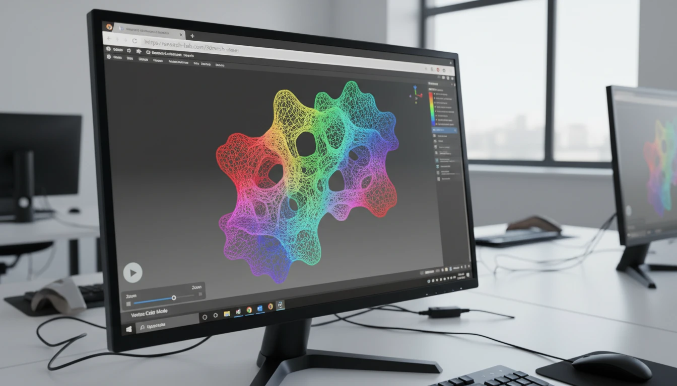 A colorful vertex-colored mesh displayed in a GLTF viewer