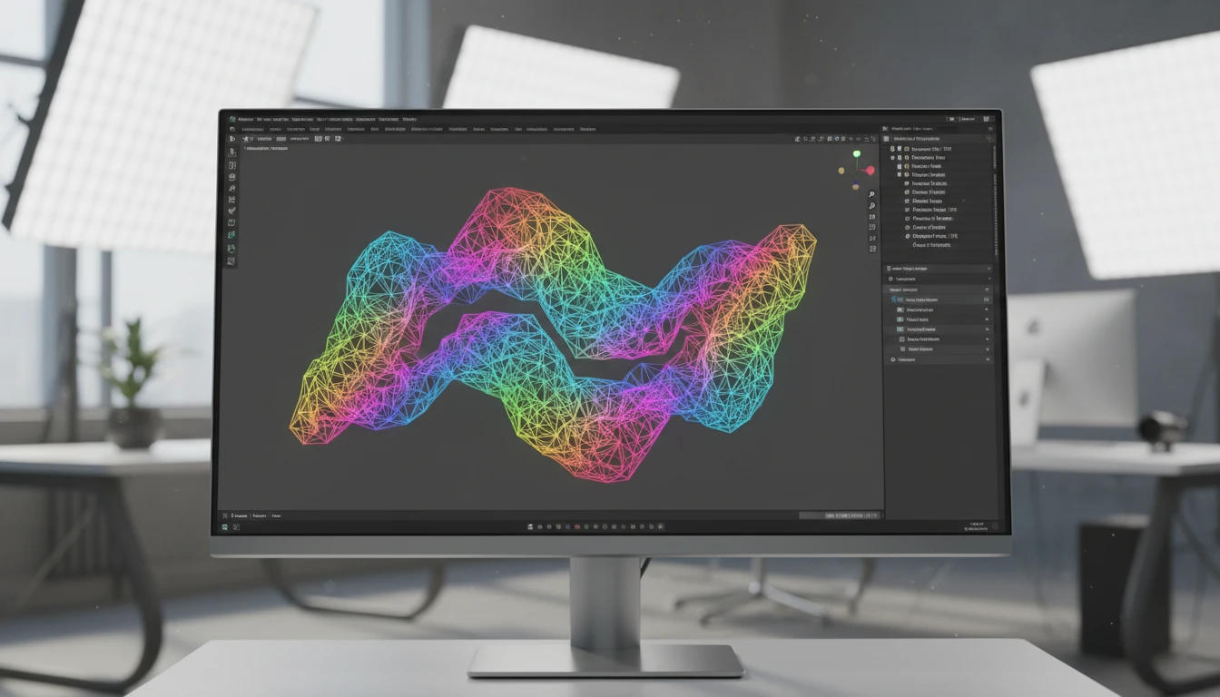 A vertex-colored OFF mesh converted to OBJ with MTL material groups