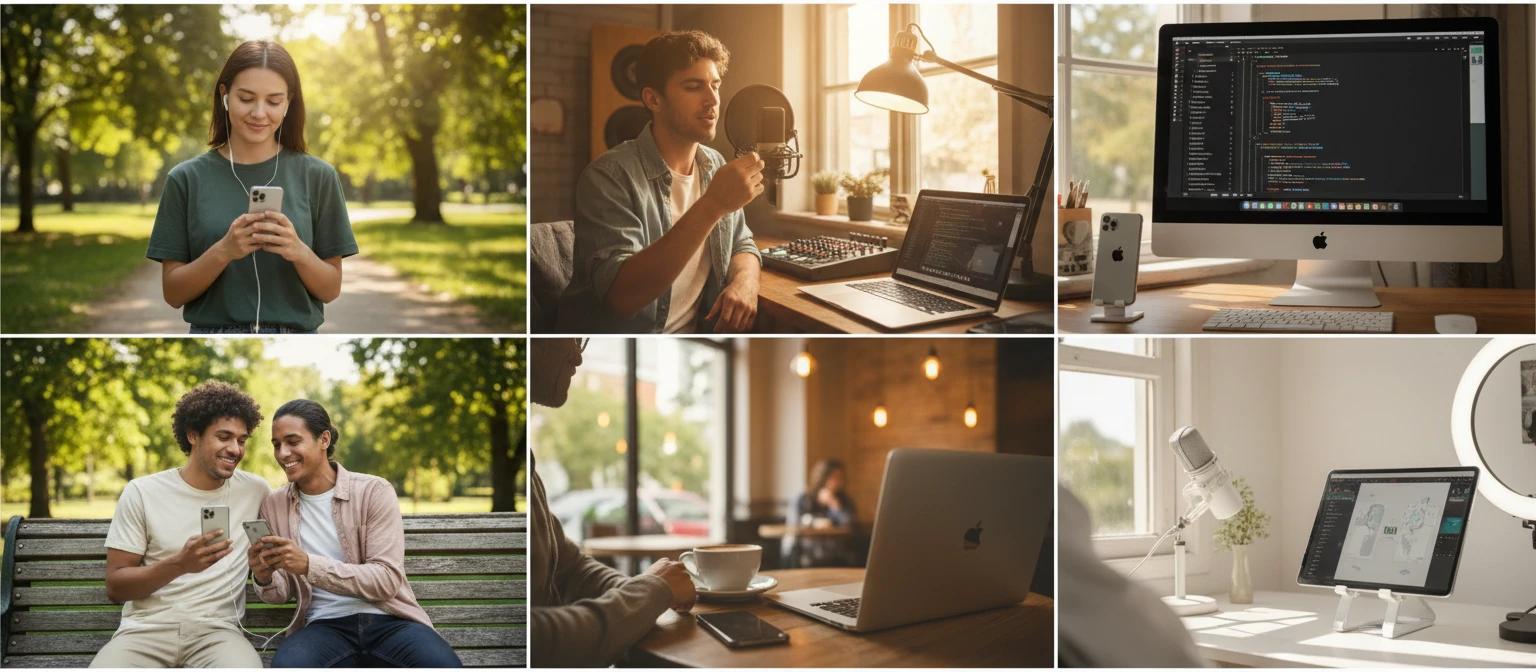 iPhone users, podcasters, and iOS developers converting Opus audio to AAC