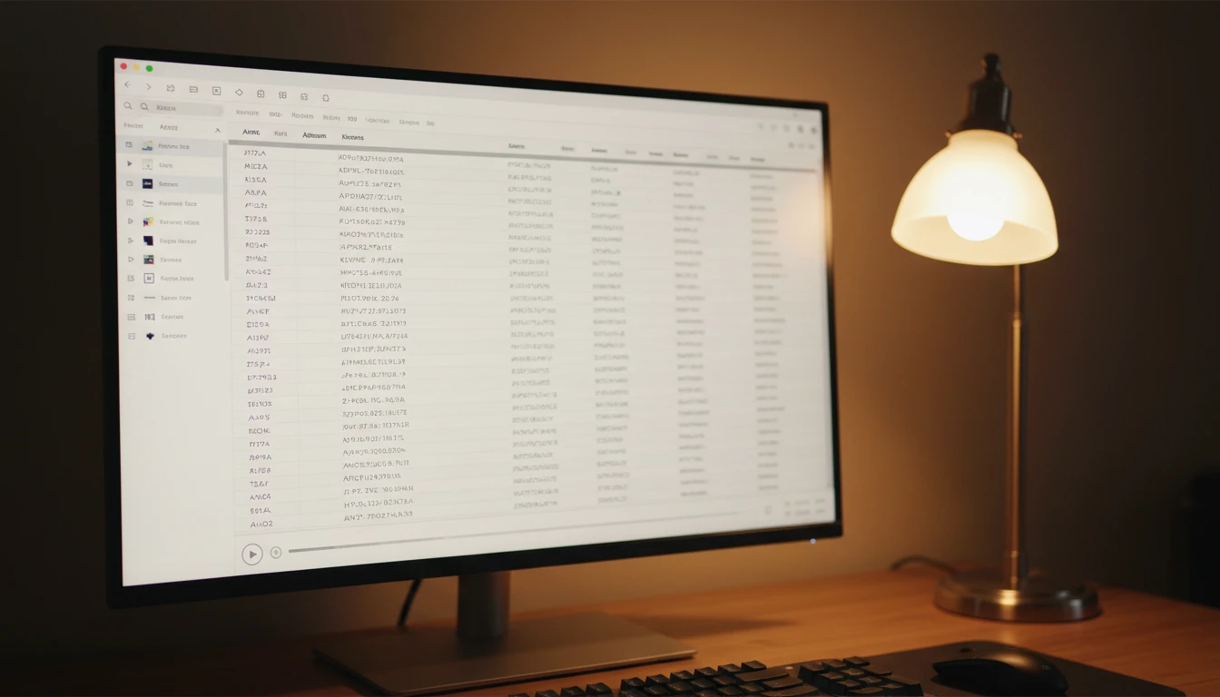 Desktop media player displaying an audio library